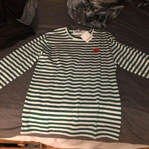 CDG “Play” long sleeve striped t shirt